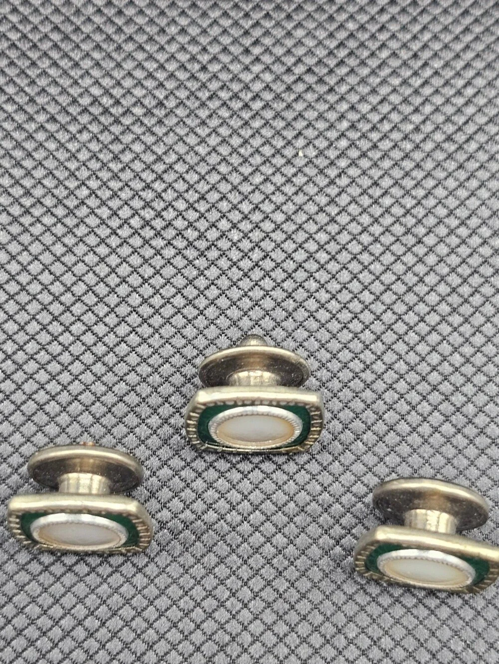 Vintage Green and White Enamel Cufflinks Set